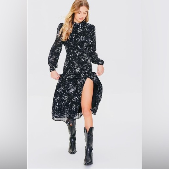 NWT Forever 21 Women’s Celestial Black Open Back Midi Dress. Size S SKU 103 - Picture 4 of 8